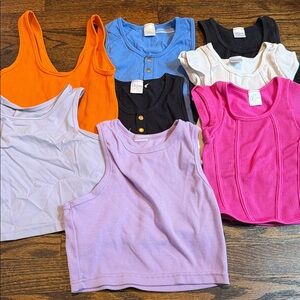 Colorful Ribbed Tank Tops in size small and medium for girls